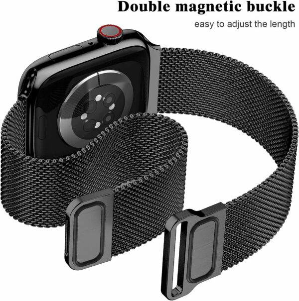 Geoumy Metal Magnetic Bands Compatible for Apple Watch Band 38mm with Case, Stainless Steel Milanese Mesh Loop Replacement Strap Compatible with iWatch Series 8/7/6/5/4/3/2/1 SE Women Men, Rose Gold