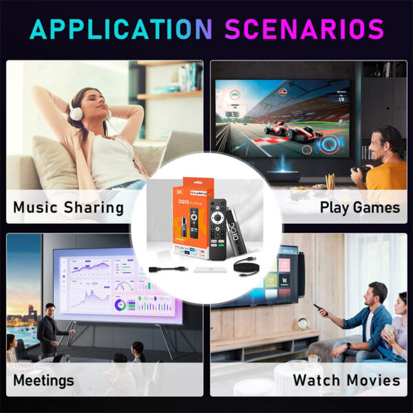 LEMFO DQ10 ATV Mini Stick Android13 Support 8K Video 4K Wifi6 Allwinner H618 Quad Core Cortex A53 Voice Remote Smart TV Box