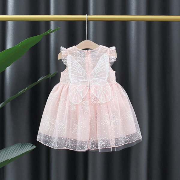 Summer Toddler Flower Fairy Princess Wedding Baby Girls Sleeveless Wings Party Evening Dresses Children Clothes 0 To 3 Years Old