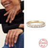 ROXI Ring 2.5mm Gold Half Eternity Bubble Rings For Women Wedding Diamond Engagement Band Moissanite Jewelry