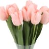 IPOPU 12PCS Pink Tulips Artificial Flowers for Decoration Fake Tulips Real Touch Fake Pink Flowers Artificial Floral Arrangements Pink Faux Tulips Decor Table Home Kitchen Wedding Decorations (Pink)