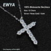 EWYA Real Moissanite Jesus Cross Pendant Necklace for Women Sterling Sier 2.5 3 4mm Diamond Chains Necklaces Fine Jewelry