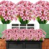 e8ffc1cc42a4d52b AmyHomie 20 Bundles Artificial Flowers Outdoor UV Resistant Faux Flowers No Fade Fake Plastic Plants Garden Porch Window Box Decorating(Bright Yellow)