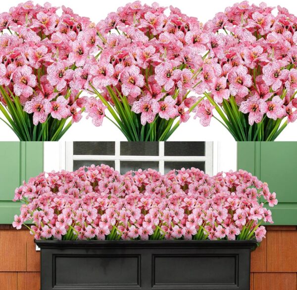 e8ffc1cc42a4d52b AmyHomie 20 Bundles Artificial Flowers Outdoor UV Resistant Faux Flowers No Fade Fake Plastic Plants Garden Porch Window Box Decorating(Bright Yellow)