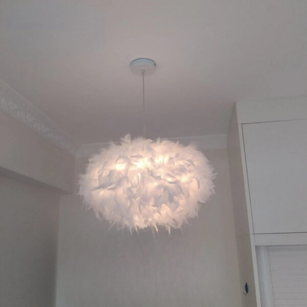 e905f9aaafa1194f Modern Fluffy Pendant Light White Feather Shade Droplight Lighting Bedroom Study Creative Hanging Lamp 220V