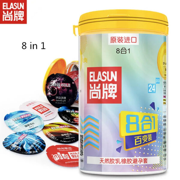 ELASUN 24 PCS condoms for men Natural Latex 8 Types Ultra Thin Condoms Lubricated Condom contraception sex toy products for men
