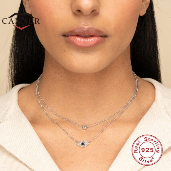 CANNER Sterling Sier Exquisite Eye Diamond Stone Pendant Necklace for Women Chain Choker Necklaces Fine Jewelry Collares