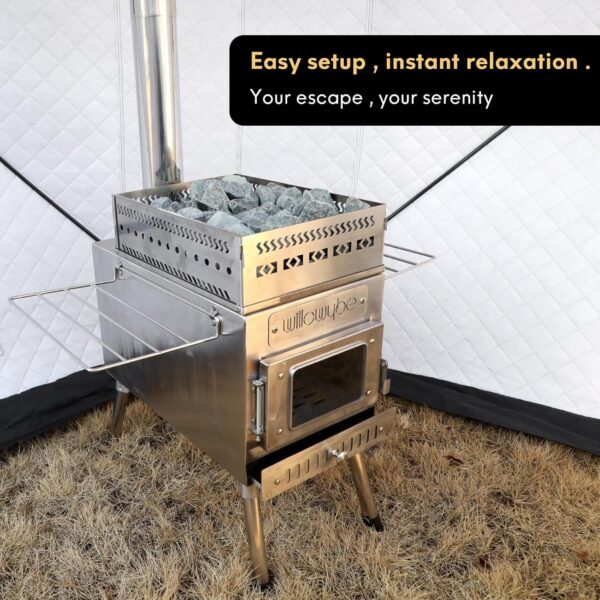 WillowyBe Outdoor Sauna Hot Tent Stove, Rocket Stove Heater, Portable Camping Wood Stove for Dry Sauna, Cooking for Husband and Friends