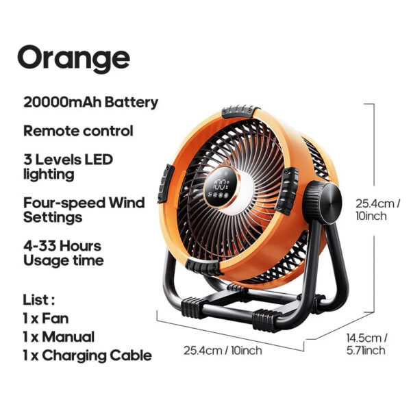 e985ba0b14733a46 Portable 6 in 1 Outdoor Camping Fan 20000mAh Rechargeable Wireless Tent Ceiling Fan 4 Speed Adjustment LED Lighting Power Bank