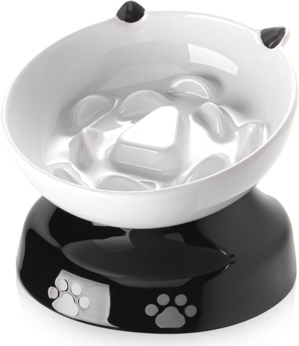 Y YHY Slow Feeder, Elevated Food Bowl Tilted Design for Dog and Cat for Dry and Wet Food
