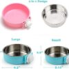 e9a01fbb91d790b8 Crate Dog Cat Bowls, Removable Stainless Steel Hanging Pet Cage Bowls for Kennel, Water Food Feeder Bowls Cage Coop Cup for Cats, Dogs, Rabbits and Small Animals (Small, Pink)