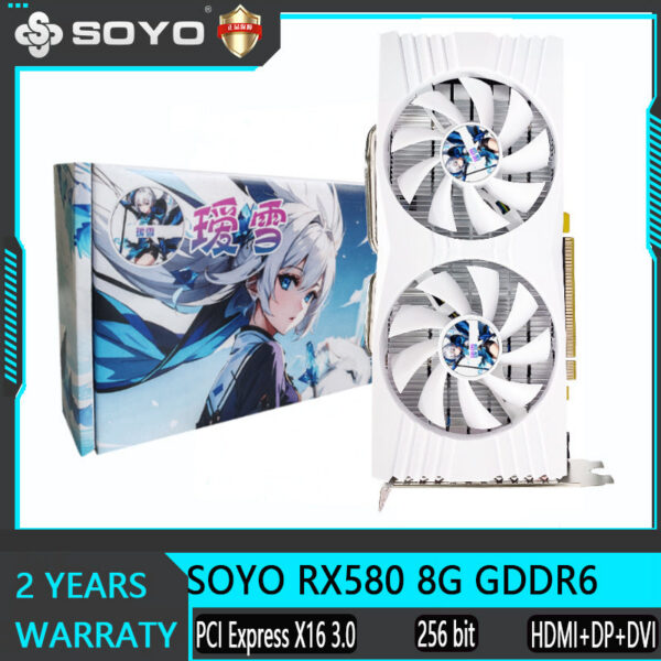 AXSNOW Gaming Graphics AMD RX580 8GB GDDR5 256Bit PCI Express 3.0 ×16 Radeon GPU Computer Video Card placa de video