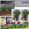 Artificial Plants Outdoor, 24PCS Lavender Artificial Flowers, UV Resistant Fake Flowers, Faux Flowers for Outdoor Planters for Home Garden Outside Porch Decor