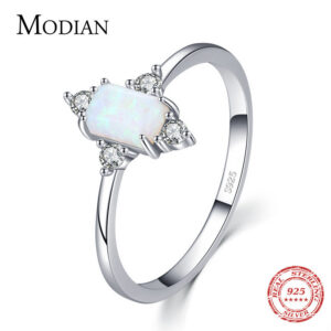 Modian Real Sterg Sier Rings For Women Shining Crown Opal Finger Ring Classic Wedding Statement Jewelry Anel