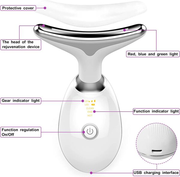 Lifter EMS Neck Face Lifting Massager Skin Tighten Device LED Photon Anti Wrinkle Double Chin Remover