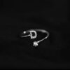 Fashion Sterling Sier 26 Letter Sparkling Diamond Zircon Open Index Finger Your Name Ring Birthday Party Jewelry