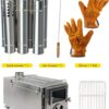 LAMA Tent Camping Stove, Portable Folding Stainless Steel Wood Stove with Chimneys and Gloves, Wood Burner for Tents, Hiking, Cooking, Heating, Camping, Silverwhite