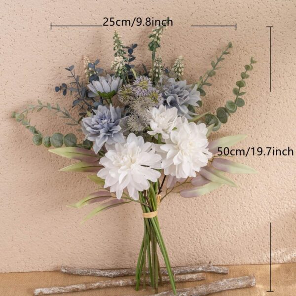 KIRIFLY Artificial Fake Flowers Plants Silk Flower Arrangements Wedding Bouquets Decorations Plastic Floral Table Centerpieces for Home Kitchen Garden Party Décor (Purple White)