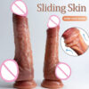 e9fee2072e535bd1 Realistic Dildos Women Skin Sliding Foreskin Testicles Dildo Anal Vaginal Stimulation Strapon Big Sex Toys for Woman