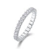 Smyoue 0.9ct 2mm Moissanite Ring for Women Men Full Enternity Match Wedding Diamond Band 100% Solid Sier Stackable Rings