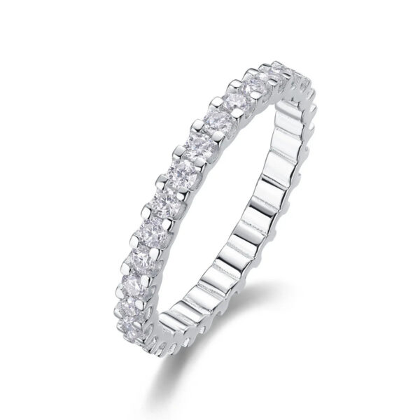 Smyoue 0.9ct 2mm Moissanite Ring for Women Men Full Enternity Match Wedding Diamond Band 100% Solid Sier Stackable Rings