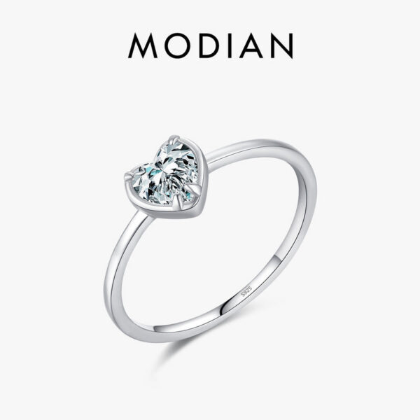 MODIAN Sterg Sier Minimalism Romantic Hearts Zirconia Ring Classic Basic Style Wedding Rings For Women Fine Jewelry