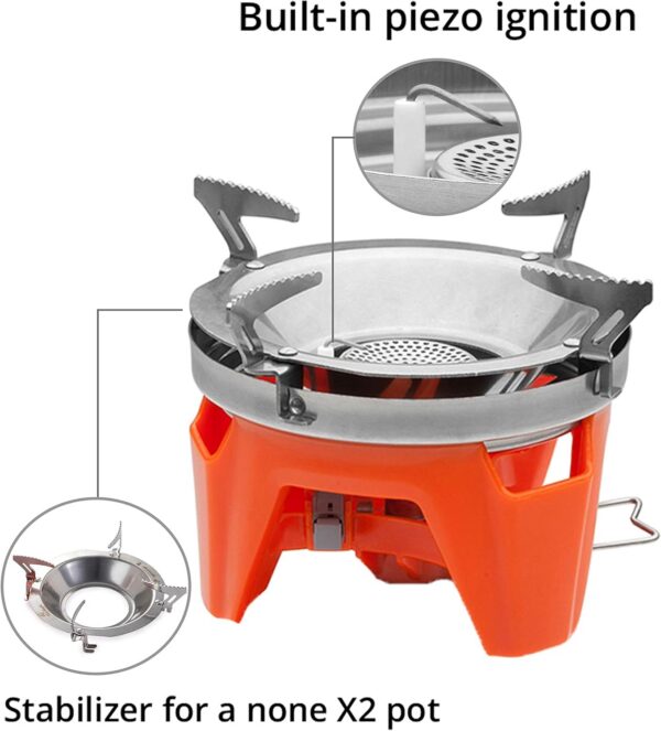 ea05ce20d62fc579 Fire-maple FMS-X2 Personal Cooking System Outdoor Hiking Camping Equipment Oven with Piezo Ignition POT Support & Stand for Outdoor Acitivities- Portable Propane Gas Stove Burner
