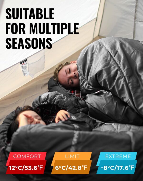 ea2ebf88bc69af8c KingCamp XXL Sleeping Bag for Adults 3-4 Season Large Wide Flannel Liner Single Warm Waterproof Lightweight for Camping Hiking Backpacking Outdoor with Compression Sack