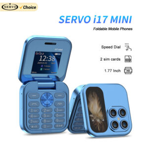 ea340bbc2192e186 SERVO i17 Mini Dual SIM Card Fold Mobile Phone 2G Network Video Player Flashlight FM Radio Magic Voice Small Box Flip Cellphones