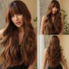 Brown Blonde Ombre Natural Hair Long Wavy With Dark Roots Synthetic Wig for Women Heat Resistant Coaplay Wigs