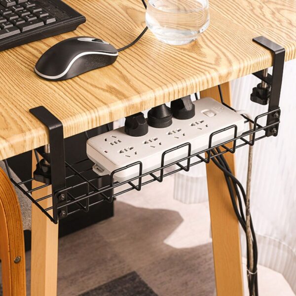 ea4b9f50e0c47ed8 Under Table Rack Metal Cable Management Tray Home Office Desk Wire Organizer No Punching Kitchen Storage Accessories