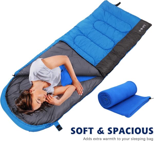 Fleece Sleeping Bag Liner, 75" Long Zipper Microfiber Fleece Travel Single Sleeping Bag Camping Blanket, Indoor Outdoor Blanket for Adults & Children