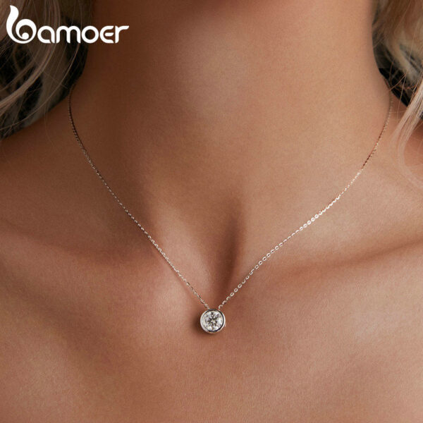 BAMOER 1 Carat Bazel Moissanite D color VVS1 Lab Grown Diamond Necklace for Women Sterling Sier Wedding Jewelry