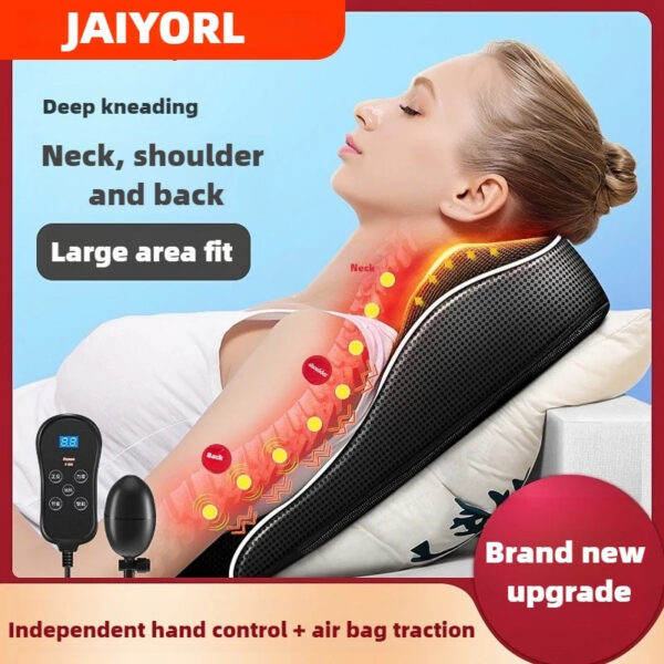 ea9a759004029355 JAIYORL Electric Massage Neck Pillow Shiatsu Head Cervical Ttraction Body Back Waist Massager Car with Heating Vibrating Massage