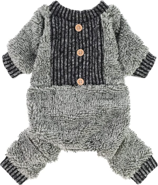 eaa0efe556d34bcb Fuzzy Dog Pajamas, Winter Dog Clothes for Small Dogs Girl, Pet Onesie with Feet, Cat Outfit, Heather Grey, XS