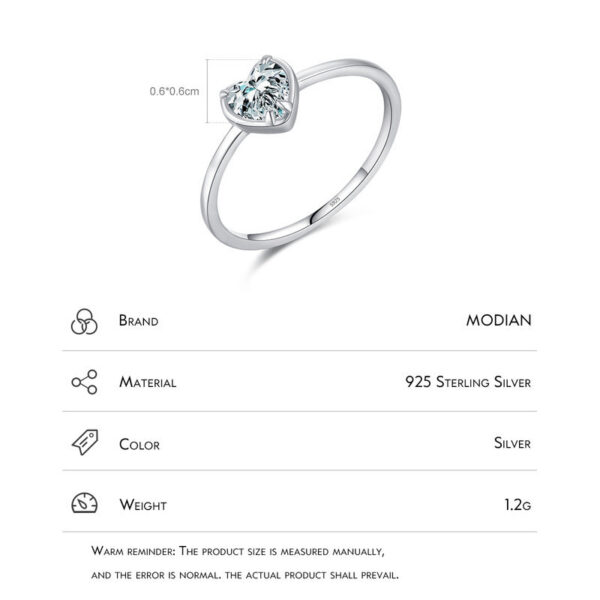 MODIAN Sterg Sier Minimalism Romantic Hearts Zirconia Ring Classic Basic Style Wedding Rings For Women Fine Jewelry