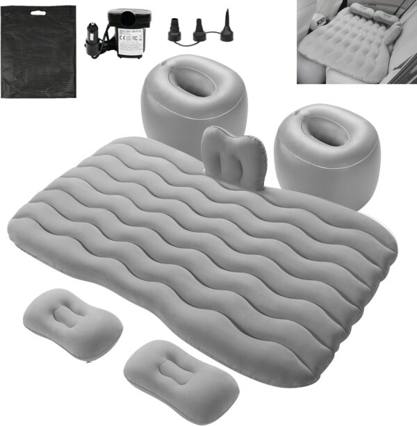 eab35d55f7a97d1c Vextone Inflatable Air Mattress Rear Back Seat Car Bed - PVC Thickened Travel Camping Air Mattress for SUV Cars, Gray Sleeping Car Mattress - Universal Fit, with Pillows, Piers, Repair Pad