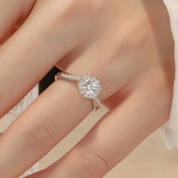 0.5/1CT Moissanite Engagement for Women D Color Sparkling Lab Diamond Fine Jewelry S Sier Rings Original Certified