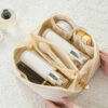 Large Capacity Travel Portable Leather Cosmetic Women Bathroom Wash Bag Multifunctional Toiletry Kit