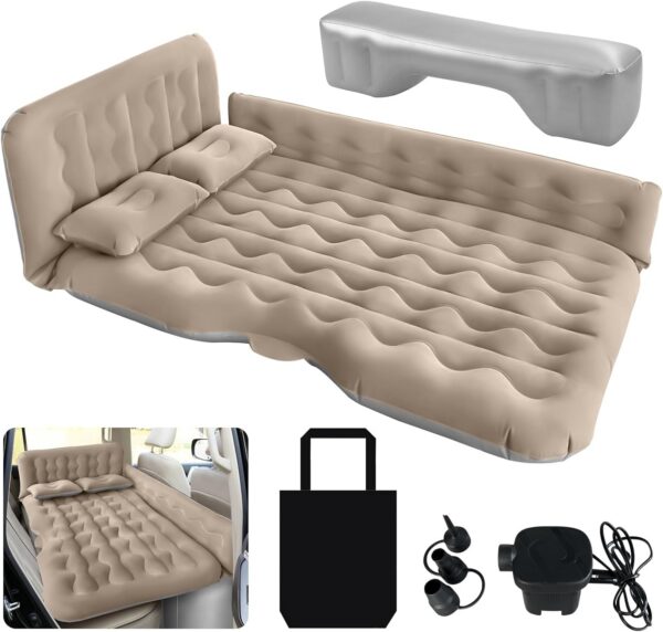 eb250ede2357944c Car Air Mattress Back Seat Inflatable Bed - Inflatable Thickened and Double SUV Air Mattress with Air Pump Portable Foldable Car Bed for Home Car Travel Camping-Black