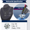 BAMOER 1 Carat Bazel Moissanite D color VVS1 Lab Grown Diamond Necklace for Women Sterling Sier Wedding Jewelry