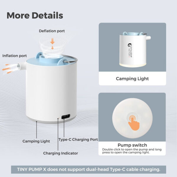 eb2efe85b5f3c5bd FLEXTAILGEAR TINY PUMP X - Portable Camping Pump with 1300mAh Battery Rechargeable for Pool ats Air Mattress Vacuum Bags
