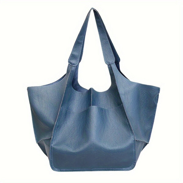 eb5157e606bb357c Large Capacity Retro Tote Bag, Soft PU Leather Shoulder Bag, Stitching Handbag For Work Travel Shopping
