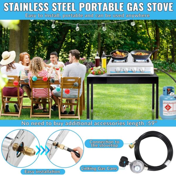 Propane Gas Stove,4 Burner Gas StovePortable Gas Stove Auto Ignition Camping Stainless Steel Stove 4 Burner LPG for RV, Apartment,Outdoor