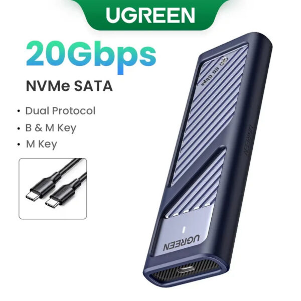 eb6c4e0257f2bcb9 UGREEN M2 SSD Case M.2 NVMe SATA SSD Enclosure Adapter 20Gbps USB 3.2 Gen2 USB C External Enclosure Supports M and B&M Keys