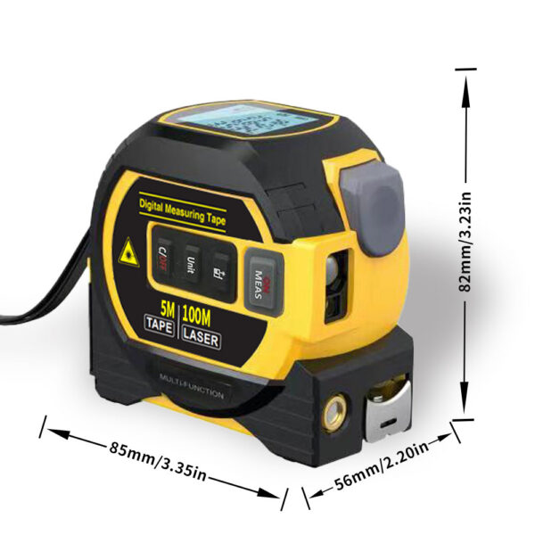 1pc 3 In 1 Digital High Precision Laser Rangefinder Steel Tape Measure