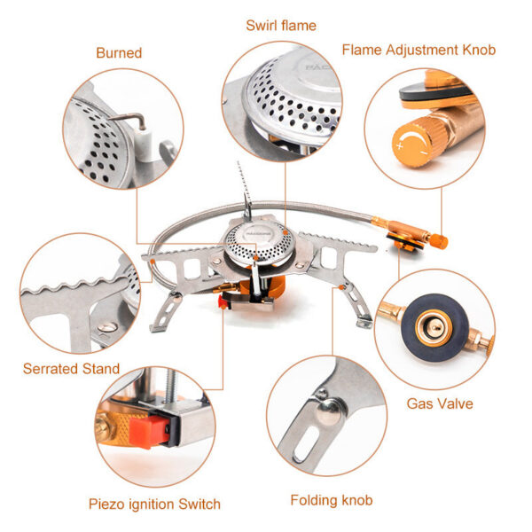 PACOONE Camping Gas Stove Outdoor Windproof Tourist Burner Portable Folding Ultralight Tourism Cooker Equipment Hiking Picnic