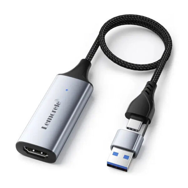 Lemorele AC05 Capture Card 1080p60Hz to USB/USB-C HDMI Video Grabber for Computer Camera Live Stream Record Meeting