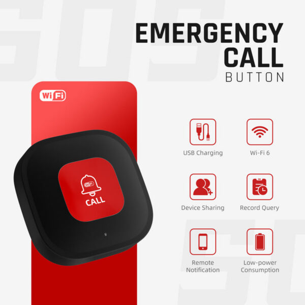 eb9dbe3b1d1a2b29 Tuya Smart WiFi Sos Panic Button Built-In Battery, Alarm For Elderly/Pregnant Women/Children Usb Charging APP Alart Notification