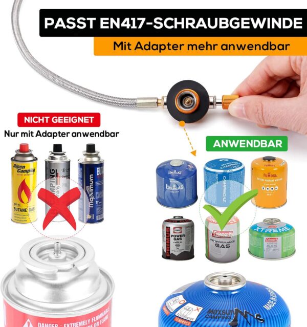 Hikenture Gaskocher mit Piezozündung, Winddichter Camping Kocher 3500W, Faltbarer Campingkocher Gasbrenner für Coleman Primus Kartusche, Kocher Gas Windschutz mit Tragebox für Hiking, Picnic, Outdoor